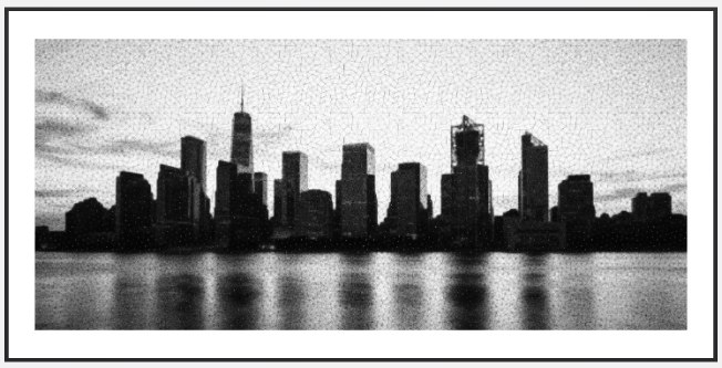 City Skyline &mdash; a string art picture, framed and ready to hang