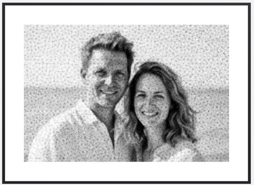 European Beach Couple &mdash; a string art picture, framed and ready to hang