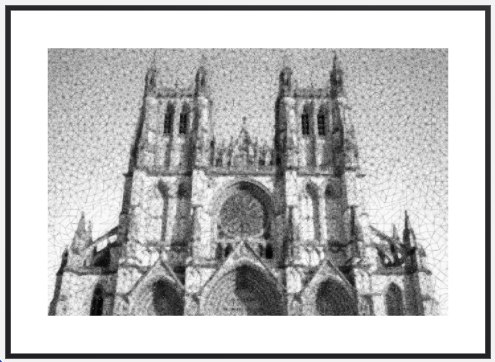 Gothic Cathedral &mdash; a string art picture, framed and ready to hang