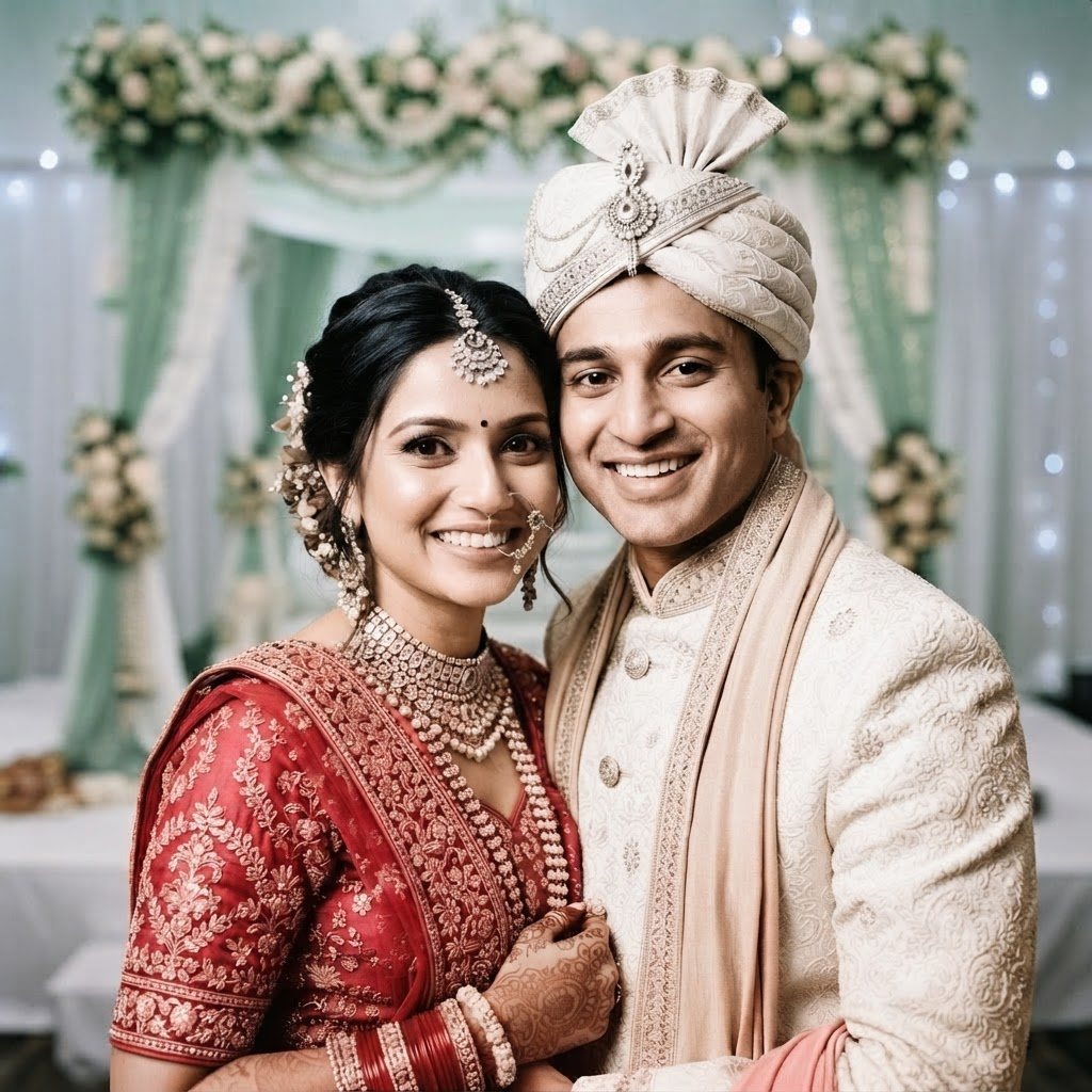 The customer photograph as uploaded: a wedding couple, in colour