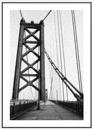 Suspension Bridge &mdash; a string art picture, framed and ready to hang